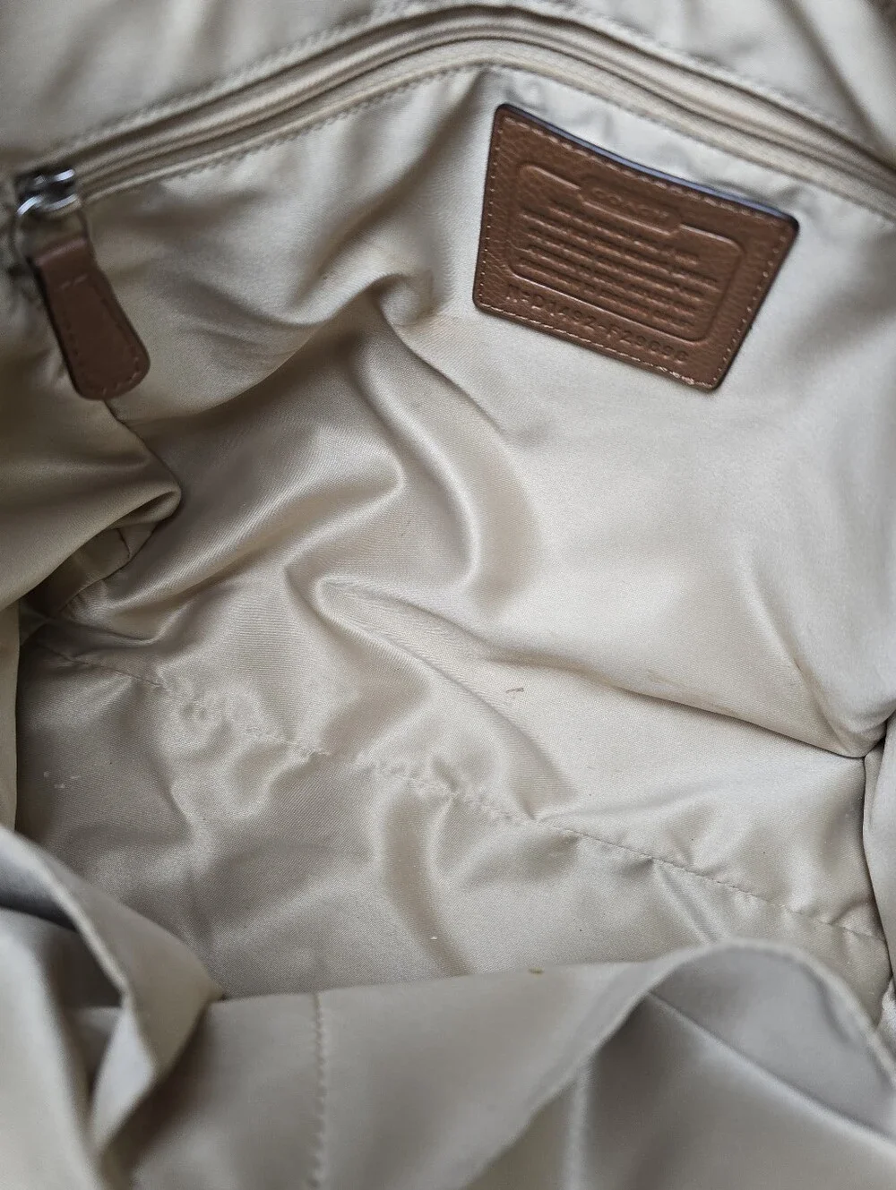 Coach Tan Leather Tote with Wristlet Charm W/COA